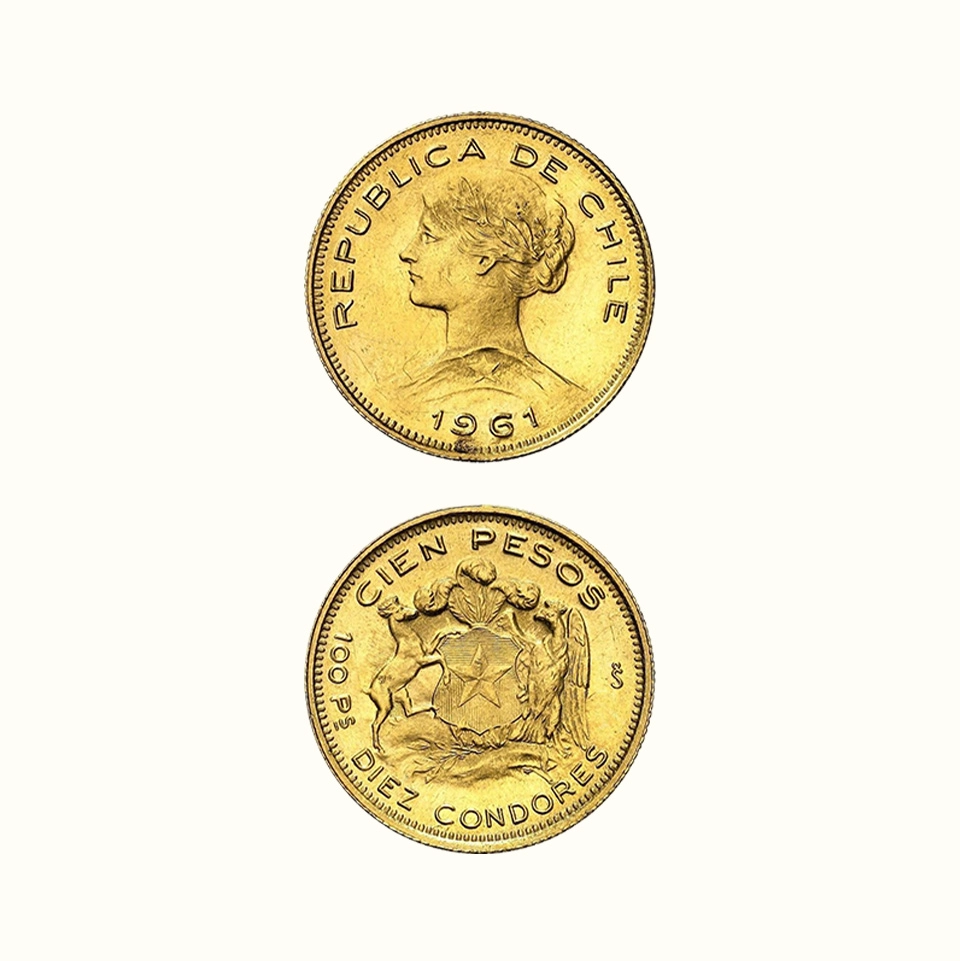 Moneda de oro 100 Pesos de Chile