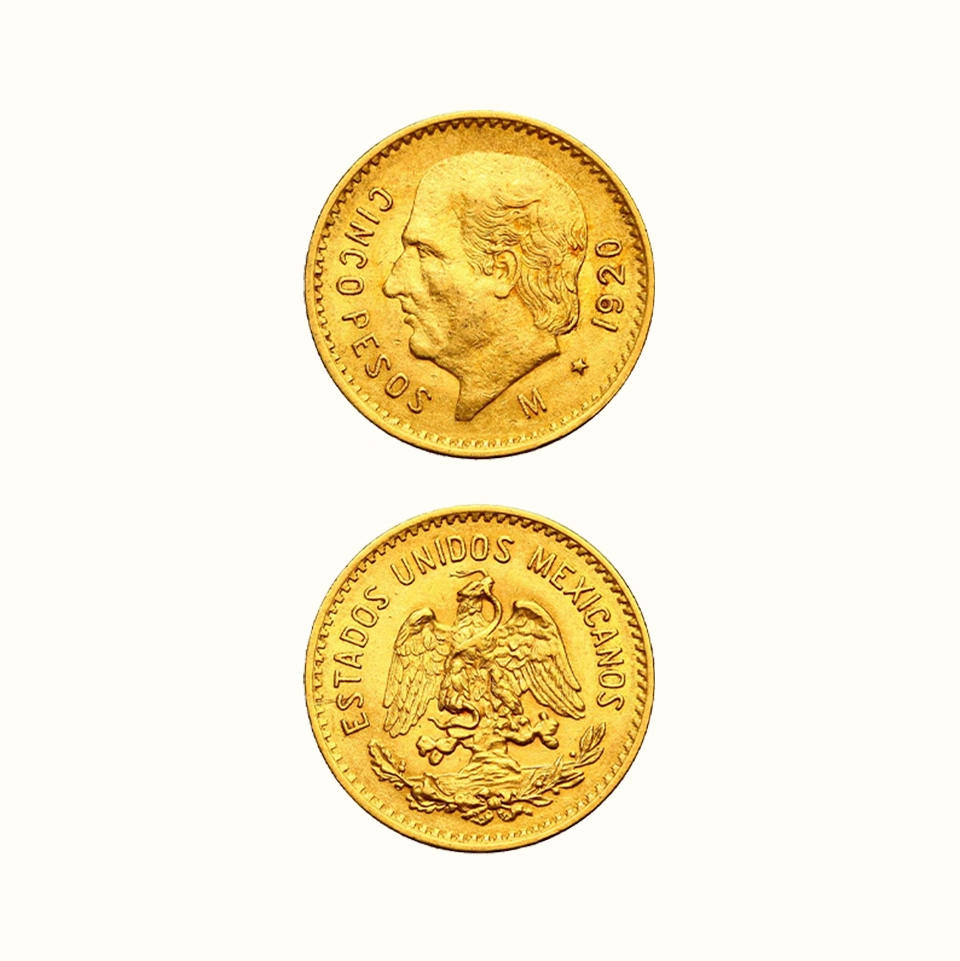 Moneda de oro 5 Pesos Mexicanos